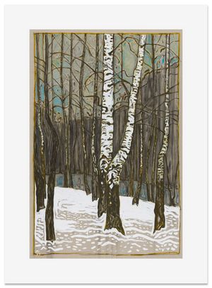birch woods in winter reproduction print