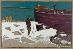 Frozen Estuary - Oyster Smack, Caroline, 1947 (violet series)