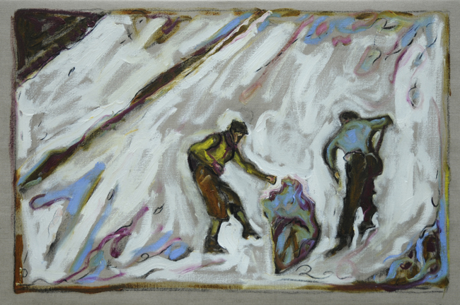 Billy Childish - Men Fetching the Body of Toni Kurz (study), 2011  