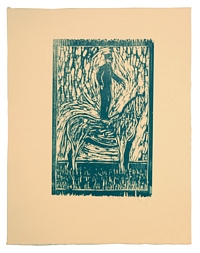 Boy on a Horse - Woodcut