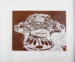 The Poetry Machine - Linocut by Pete Bennett