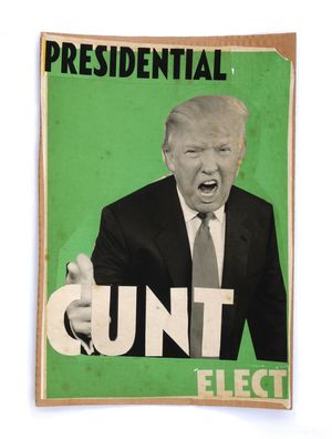 Billy Childish ART HATE USA: PRESINDENTIAL CUNT ELECT - TRUMP! Original Collage