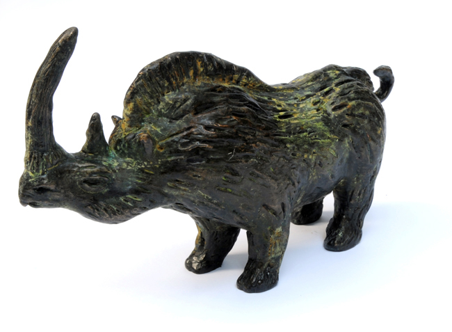 woolly rhinoceros solid bronze sculpture