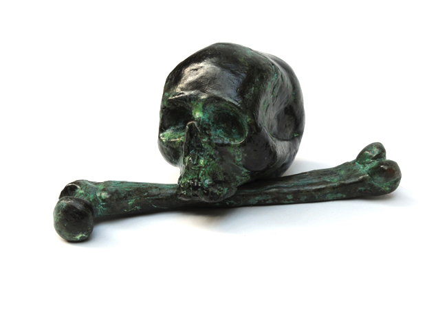 Skull & Femur solid bronze sculpture
