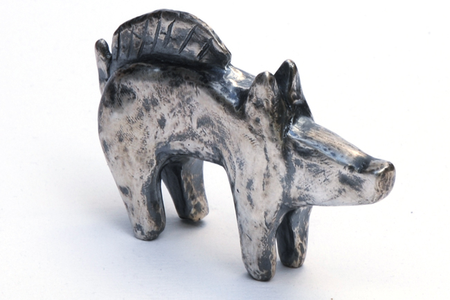 wild pig 3 solid silver sculpture